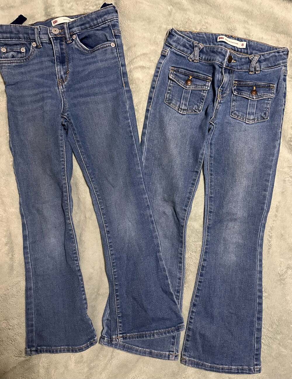 Lot of 2 - Levi's Big Girls 726 Regular Rise Flare Jeans, Size 8